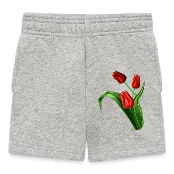 Illustration élégante de tulipes rouges - Short Bébé - gris chiné - Devant