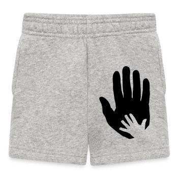 Bébé, main d’enfant dans la main du parent adulte. - Short Bébé - gris chiné - Devant