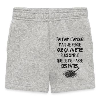 J'ai Faim d'Amour mais je pense que.. /Humour noir - Short Bébé - gris chiné - Devant