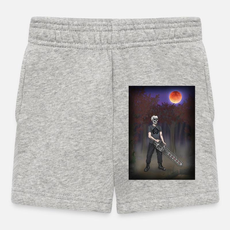 Forest worker, forester, chainsaw, full moon - Baby Shorts - heather grey