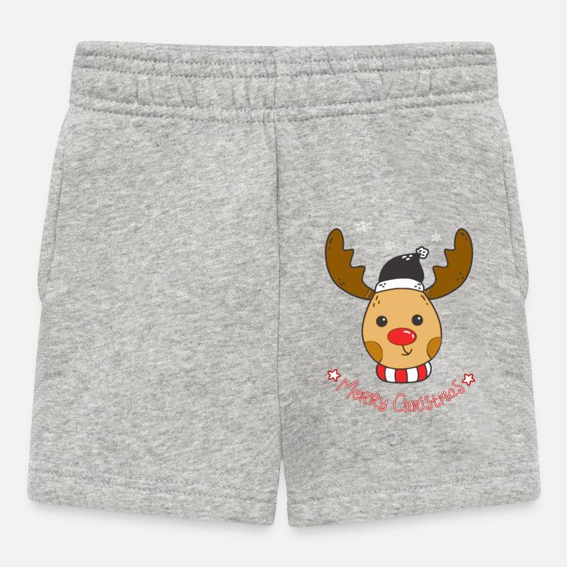 Conception de Noël mignon renne Rudolph - Short Bébé - gris chiné
