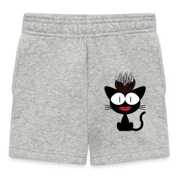 Verrückte Katze. Seltsame Katze – Lustige Haare - Baby Shorts - Grau meliert - Vorne