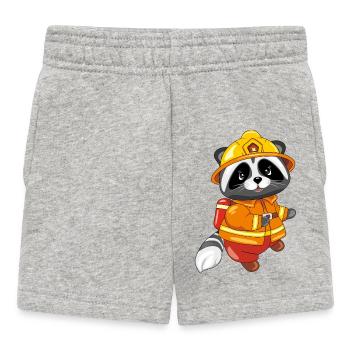 Cute raccoon are firefighter - Baby Shorts - heather grey - Front
