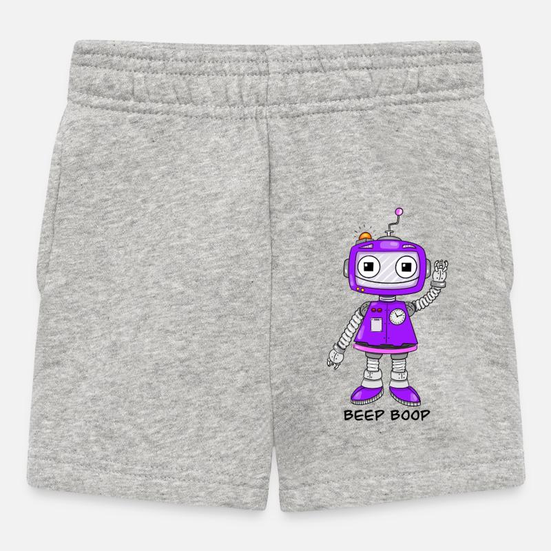 Robot violet - Short Bébé - gris chiné