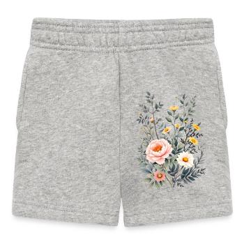 Boho Blumen – Blühende Harmonie - Baby Shorts - Grau meliert - Vorne