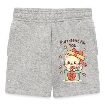 Purr-sent for You - Cat - Baby Shorts - heather grey - Front