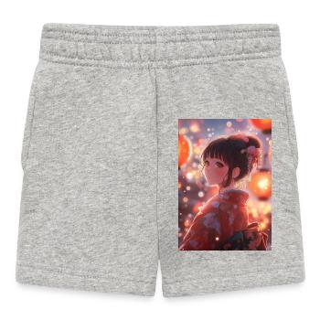 Kimono Blühende Helle Laternen - Baby Shorts - Grau meliert - Vorne