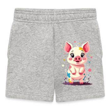 Piggy dans une touche de design de couleur - Short Bébé - gris chiné - Devant