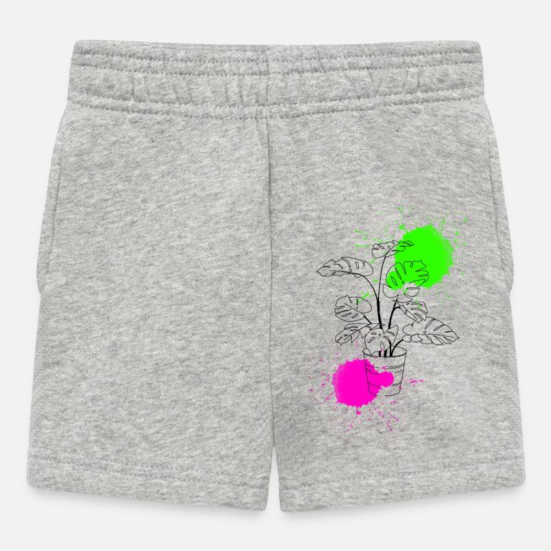 Funky Monstera - Short Bébé - gris chiné