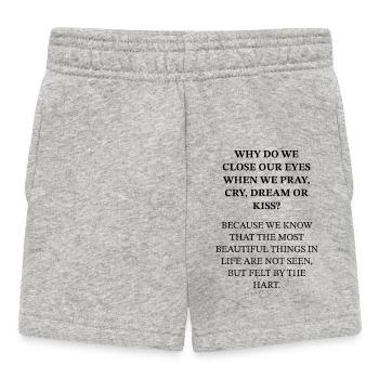Warum schließen wir die Augen? - Baby Shorts - Grau meliert - Vorne