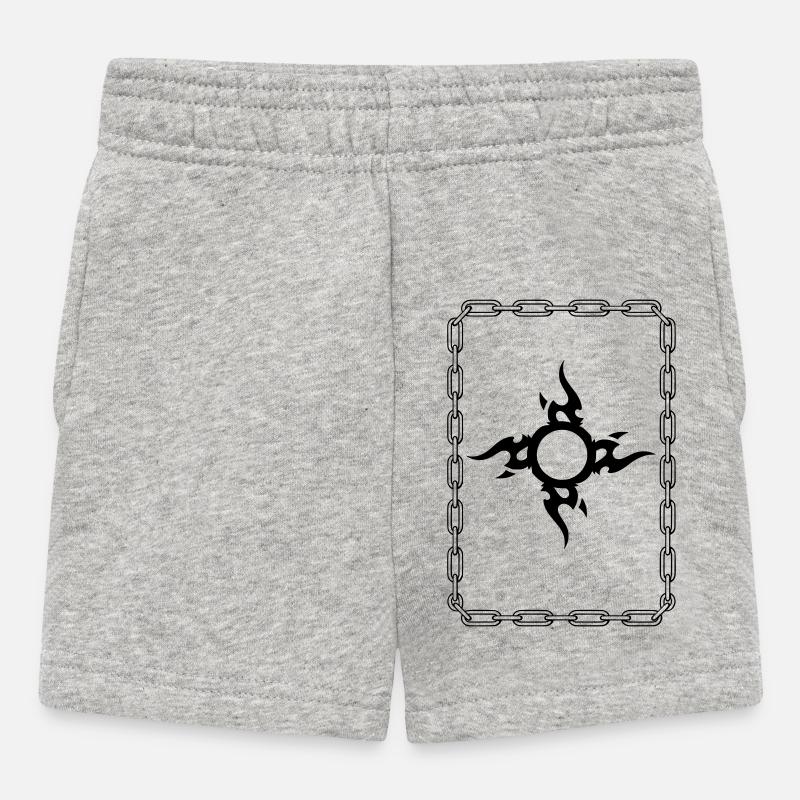 tribal noir entouré de chaine - Short Bébé - gris chiné
