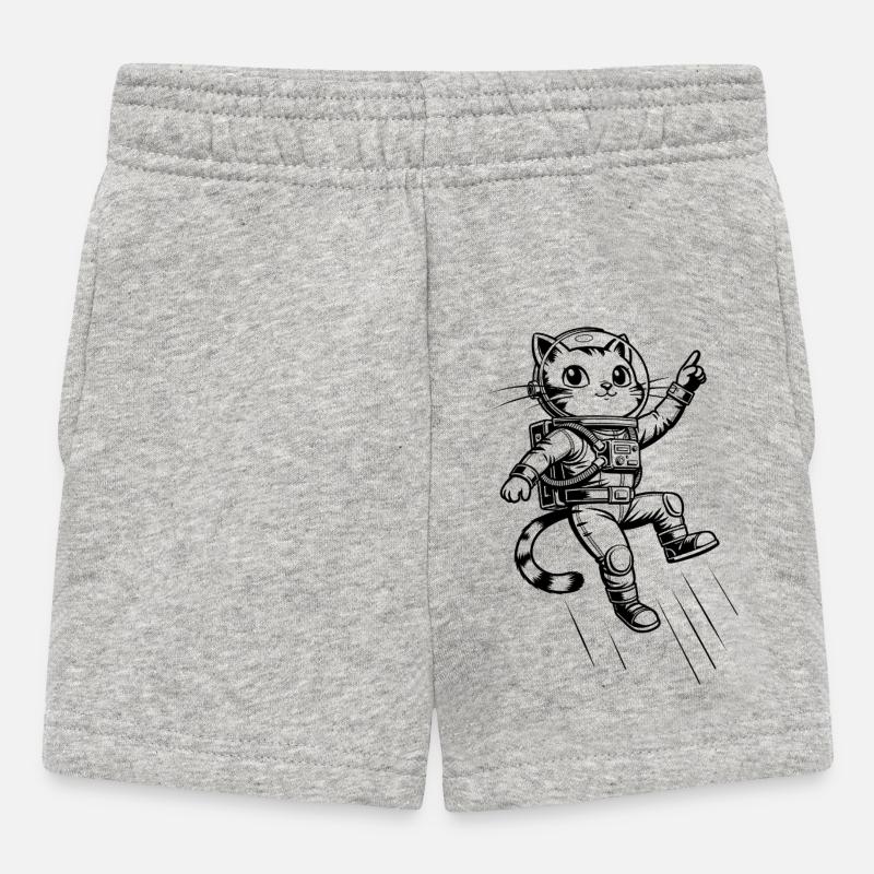 Cat Astronaut - Baby Shorts - heather grey
