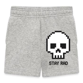 Pixel-Schädel Stay Rad - Baby Shorts - Grau meliert - Vorne