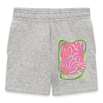Design floral bohème rose dessiné à la main - Short Bébé - gris chiné - Devant