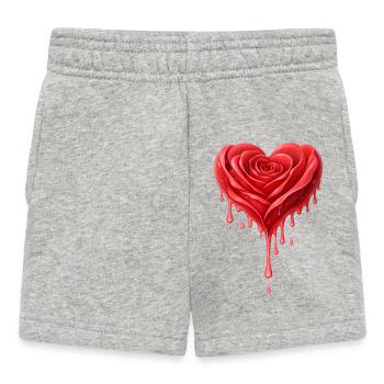 Rote Rose in Herzform Illustration - Baby Shorts - Grau meliert - Vorne