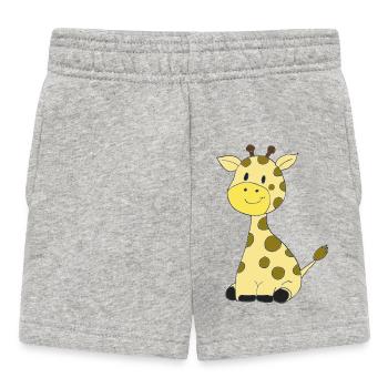 Cuddly Giraffe Cartoon - Baby Shorts - heather grey - Front
