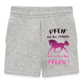 Whistle at the prince, I take the horse, saying - Baby Shorts - heather grey - Front