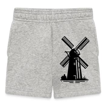 Niederländische Getreide Windmühle für Weizen Mehl - Baby Shorts - Grau meliert - Vorne