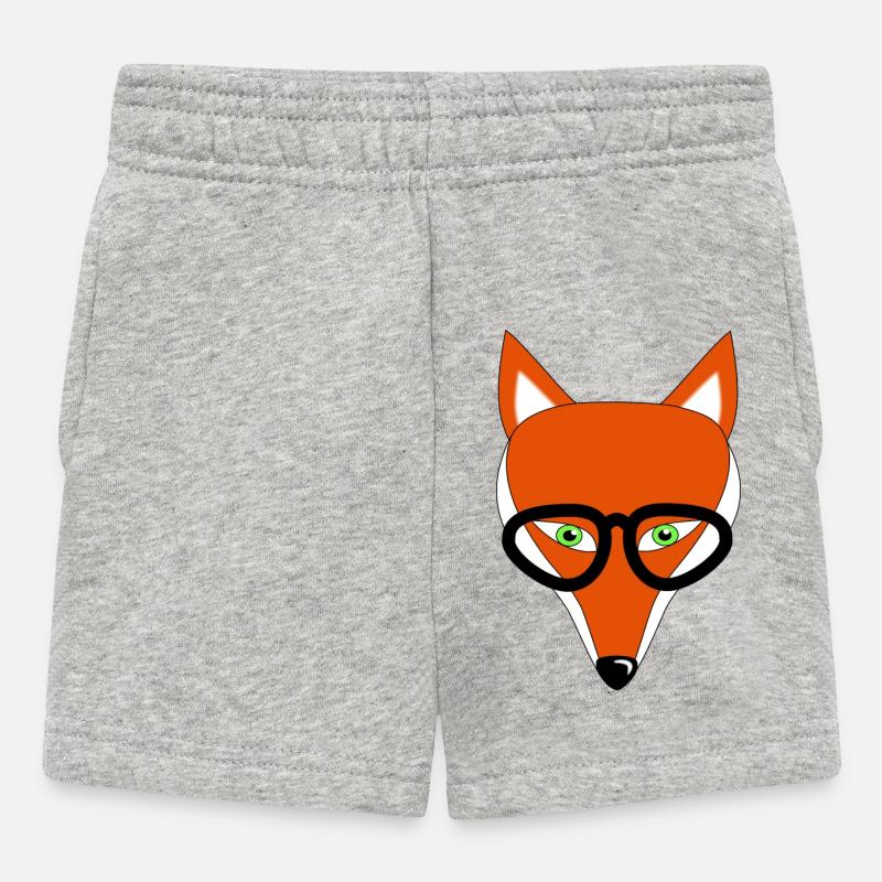 fuchs mit brille geschenk - Baby Shorts - Grau meliert