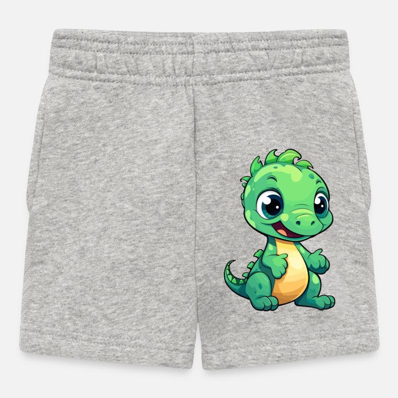 Mignon bébé dinosaure souriant - Short Bébé - gris chiné