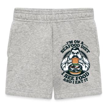 Ich diäte mich mit Meeresfrüchten... Ich sehe Essen und ich esse es! - Baby Shorts - Grau meliert - Vorne