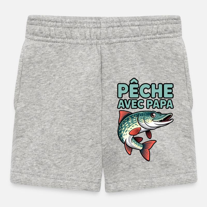 Fish caught with dad - Baby Shorts - heather grey