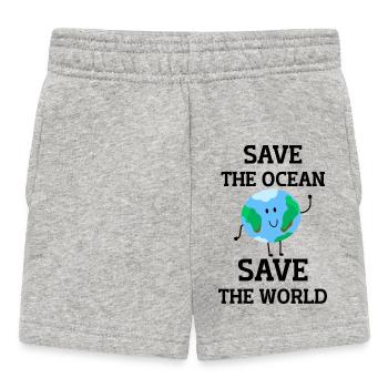 Save the ocean save the world. Smiling earth - Baby Shorts - heather grey - Front