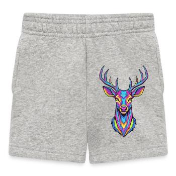 Neon Geweih-Kunstwerk Hirsch - Baby Shorts - Grau meliert - Vorne