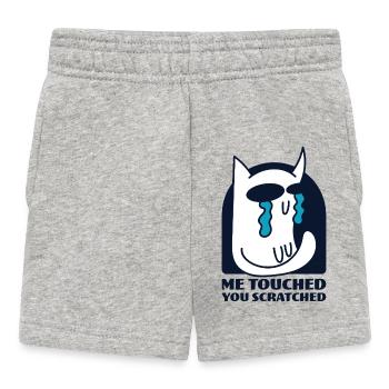 Me Touched You Scratched Sassy Crying Cat - Baby Shorts - Grau meliert - Vorne