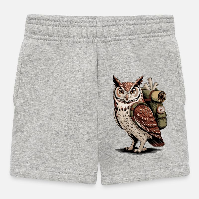 Eulenabenteuer mit Rucksack - Baby Shorts - Grau meliert