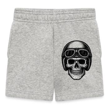 Flieger Totenschädel in schwarz-weiß - Baby Shorts - Grau meliert - Vorne