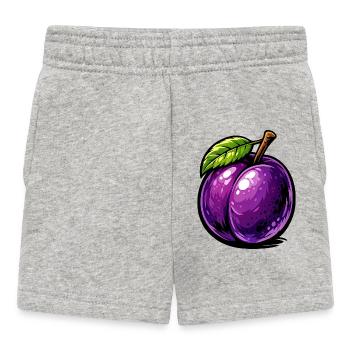 Cartoon plum with rich purple tones and shiny - Baby Shorts - heather grey - Front