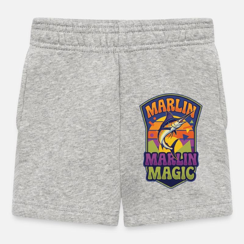Marlin Magic Retro Sunset - Baby Shorts - heather grey