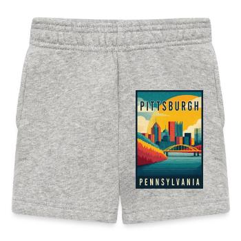 Découvrez la silhouette de Pittsburgh en Pennsylvanie - Short Bébé - gris chiné - Devant