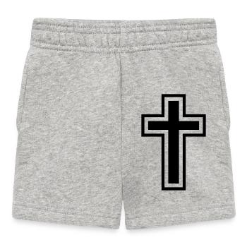 Christliches Kreuz - Baby Shorts - Grau meliert - Vorne