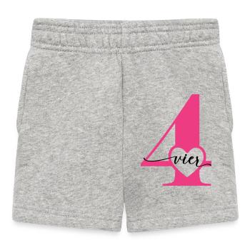 Ziffer Vier 4 mit Herz - Baby Shorts - Grau meliert - Vorne