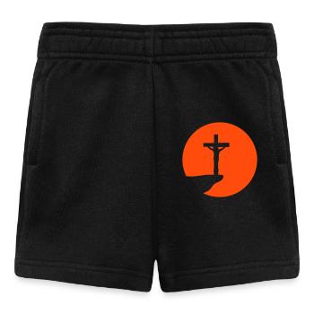 Jesus Christ God Faith Cross Cliff Mountain Praying - Baby Shorts - black - Front