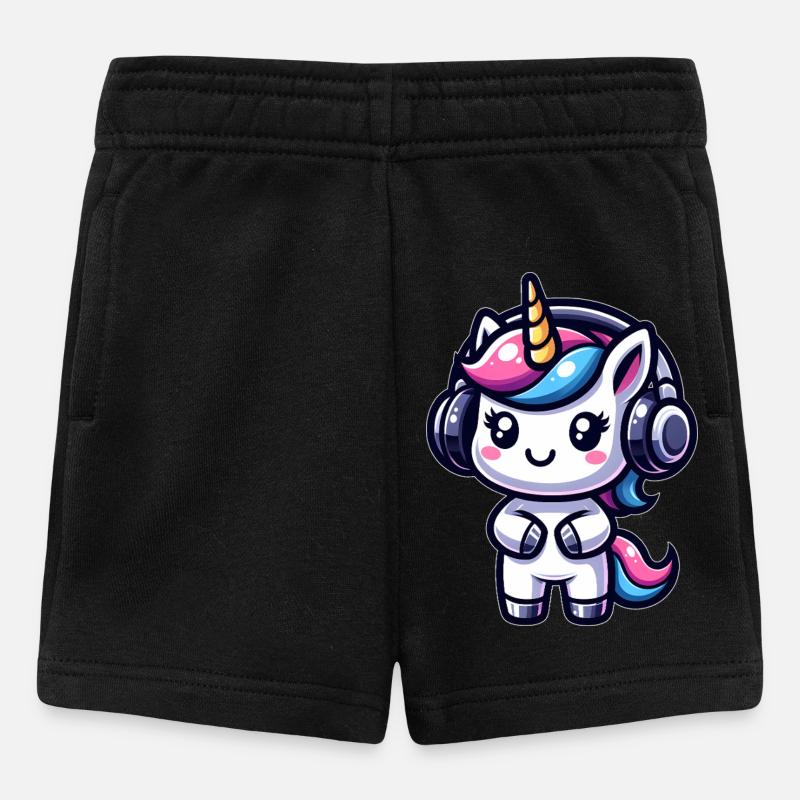 Licorne avec casque - Short Bébé - noir