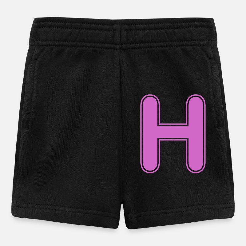 H Letter Alphabet Name Spelling Gift - Baby Shorts - black