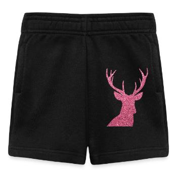 Silhouette de cerf pailletée rose - Short Bébé - noir - Devant