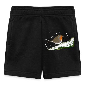 Robin Winter Motif Snow Bird Branch - Baby Shorts - black - Front