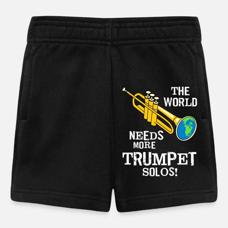 Trumpet Solos White Text - Baby Shorts - black
