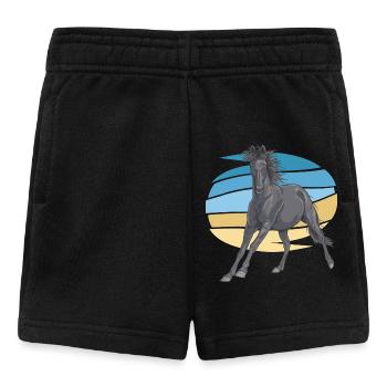 Grauer Pferd im Sunset-Schwung - Baby Shorts - Schwarz - Vorne