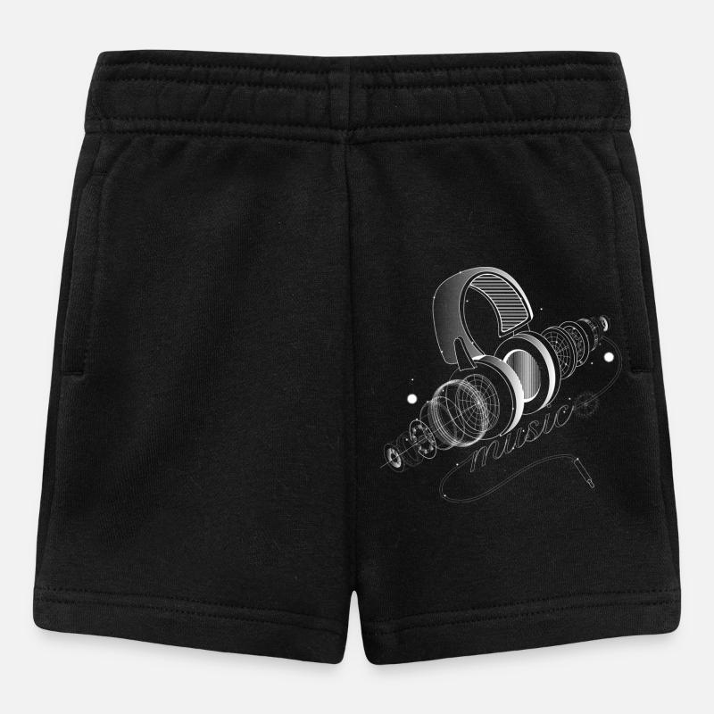 transparenter Kopfhörer in Einzelteile mit Typo - Baby Shorts - Schwarz
