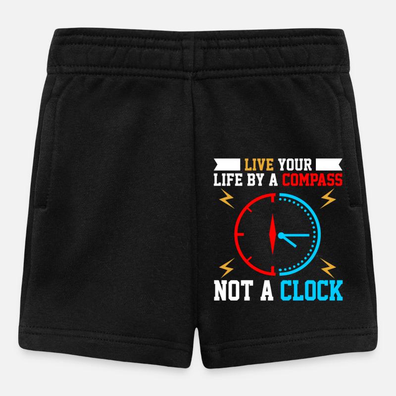 Horloge de sagesse avec motif de boussole - Short Bébé - noir
