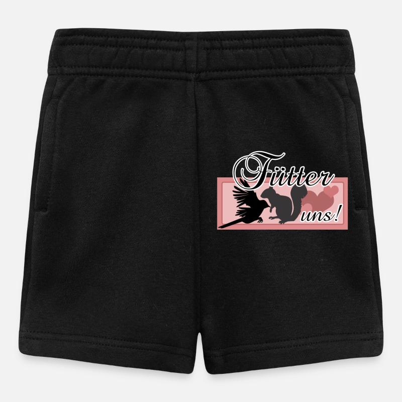 Füttern Wildtiere Tiere Eichhörnchen Vögel Spruch - Baby Shorts - Schwarz