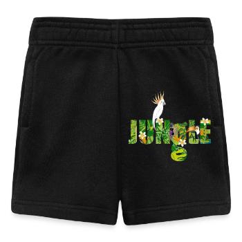 Jungle typography with cockatoo, toucan & monkey - Baby Shorts - black - Front