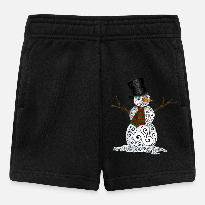 Bonhomme de neige Swirly heureux - Short Bébé - noir