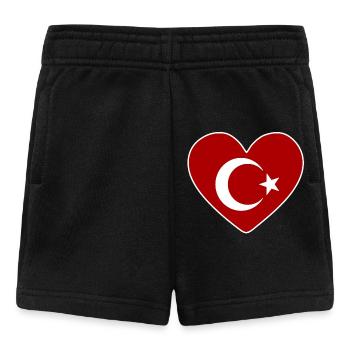 Herz als türkische Flagge - Baby Shorts - Schwarz - Vorne