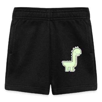 Pastellgrüner Dino Cartoon - Baby Shorts - Schwarz - Vorne
